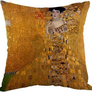 Gustav Klimt “Lady in Gold” Pillow Cover – 17.5” Square – Woven Polyester – NWOT